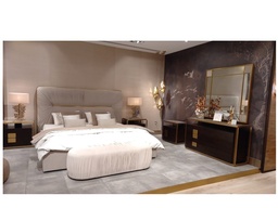 [MBRHARIET-YELLOWGOLD] HARIET-BD-2110-KING BED(200X200)+2 NT (NTS2052)+DRS(WT2052)+MIRROR(MR1924)- ANTONIO CAMEO BRUSHED YELLOW GOLD-MFL112/MBL18/OK-12B