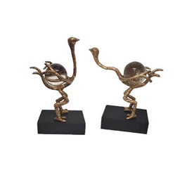 [ACAPL2115G2] APL-2115G-OSTRICH-BOOKEND-18*9*33.5CM-ANTIQUE GOLD-G2