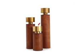 [ACBJ-1441-3] BJ-1441-3 CANDLESTICK-WOOD (11*11*25) - BROWN GOLD