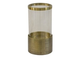 [ACCNIDCHN013S] CNIDCHN013S-CANDLE HOLDER (6.5X6.5X14'') - BRASS ANTIQUE FINISH