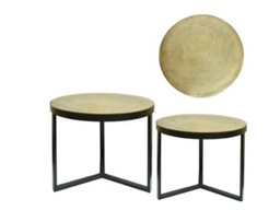 [ACCNIDFNR003G] CNIDFNR003G-SET OF 2 GOLD CIRCLE TEXTURE TABLE (30X30X21'')