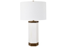 [ACCVAMB0069] CVAMB-0069-(31.5H)-FAUX ALABASTER & METAL TABLE LAMP WITH-(18X18X12)-SHADE