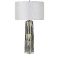 [ACCVAP2702] CVAP-2702-ZORA TABLE LAMP-(31HT)-CERAMIC & CRYSTAL  GREY & GOLD GLAZED DRIP FINISH-(17X17X10)-GREY LINEN DRUM SHADE