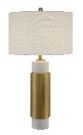 [ACCVAVP1154] CVAVP-1154-PALAZZO TABLE LAMP-(30HT)-MARBLE & METAL  WHITE MARBLE & SOFT BRASS FINISH(16X16X10)-WHITE LINEN SHADE