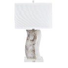 [ACCVAVP1742] CVAVP-1742-SERENITY TABLE LAMP-(28.5HT)-CLEAR RESIN & CRYSTAL  POLISHED STONE FINISH-(16/10 X 16/10 X 11)-WHITE LINEN RECTANGLE SHADE