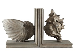 [ACCVBB2P169] CVBB2P-169-COASTAL SHELL BOOKENDS-(5.5X3.5X6.5HT)-RESINGREY WASH FINISH