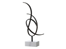 [ACCVDZEP011] CVDZEP-011-ARIA FREE FORM SCULPTURE-(12 X 5.5 X 27.5HT)-METAL & WHITE MARBLE  BRONZE & WHITE MARBLE FINISH