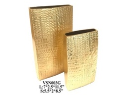 [ACCVVSN003G] CVVSN003G-HORTON VASES (L7X2.5X11.5'' / S5.5X2X8.5'') SET OF TWO-ALUMINIUM BRASS FINISH