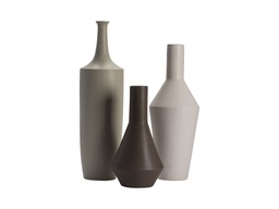[ACCVVZSA011] CVVZSA-011-ZEN JAPANESE INSPIRED BOTTLES,SET OF-(3  L) 6.5 X 6.5 X 23.5M) 8 X 8 X 20S)8 X 8 X 14.5)-CERAMIC  TAUPE & WHITE & CHARCOAL MATT GLAZED CERAMIC FINISH