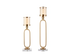 [ACFBJ055] ACFBJ055 CANDLE HOLDER WITH GLASS CUP SMALL 140 X 140 X 480 ANTIQUE BRASS
