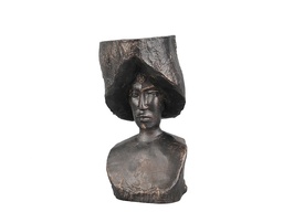 [ACH0521] H0521-WOMAN HEAD SCULPTURE-125X113X225-DARK BRONZE