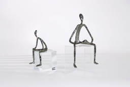 [ACH1499L] H1499L-ABSTRACT MAN FIGURINE-(120*120*230)-GUN METAL-L
